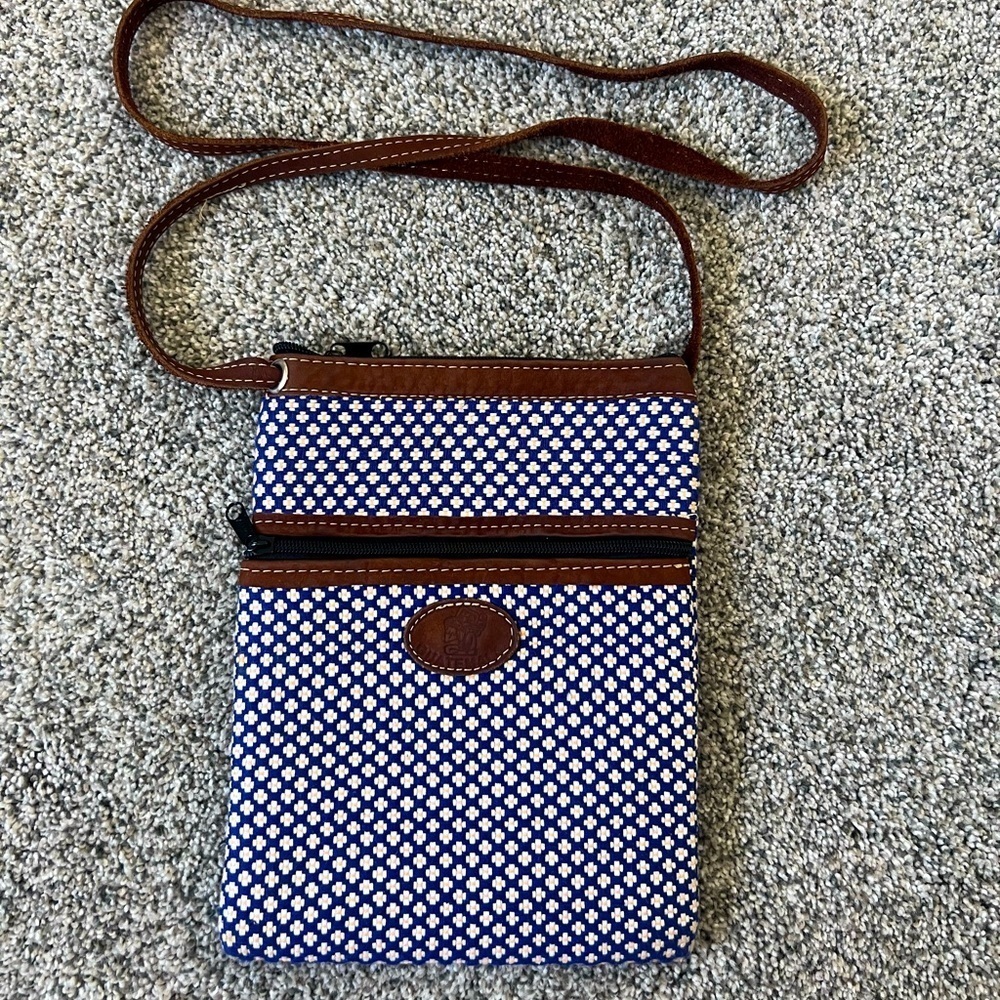 Guatemala Colorful Blue/white/Yellow Floral Woven Leather Strap Crossbody Bag